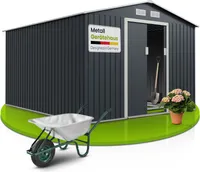 Juskys Metall Gerätehaus XXL mit Satteldach, Tür & Fundament - 15m³ groß - Anthrazit