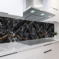 Küchenrückwand Marmor schwarz 60 x 200 cm, robuste ABS-Kunststoff Platte Monolith mit Direktdruck