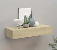 vidaXL Wandregal mit Schublade Eichen-Optik 60x23,5x10 cm MDF