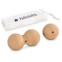 Navaris Faszien Set mehrteilig aus Kork - Mini Peanut Duo Massageball Faszienball - Rücken Wirbel Nacken Yoga - Duoball Massage Bälle hart