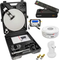 PremiumX Camping SAT Anlage komplett HD TV Receiver Satelliten-Finder Single LNB 10m Kabel F-Stecker kompakt im Koffer Camp-Zubehör