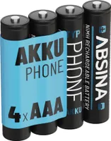 ABSINA 4x Akku AAA für Telefon 800 mAh - NiMH AAA Akkus wiederaufladbar mit 1,2V - Telefonakkus Telefonbatterie