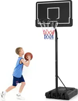 COSTWAY Basketballkorb Outdoor, Basketballständer 210-260cm höhenverstellbar auf Rädern, Basketballanlage Kinder