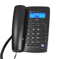 TCF3000 Čierny šnúrový telefón s pamäťovým tlačidlom, pevná linka, podpora telefónu, hlasitý odposluch/odvolanie/rýchla voľba/rýchle vytáčanie/ovládanie hlasitosti