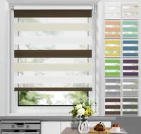 Allesin Doppelrollo Klemmfix ohne Bohren & mit Bohren Rollos für Fenster und Tür Weiß-beige-braun 100x150 cm Duo Rollo Klemmrollo Sichtschutz