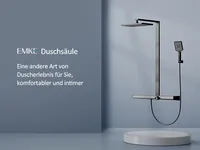 EMKE Duschsystem Design, Luxus-Duschset mit Thermostat 38℃, Sicherheitsschlössern, Regendusche, Bad- & Duscharmaturen in Anthrazit Matt