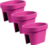 Satz von 3 Stück Balkonkiste Blumenkasten Geländerkasten Balkonkasten Geländertopf 39,5 cm | 12,3 L Fuchsia Balkon-Blumenkasten oval