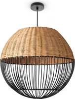 Rattan Pendelleuchte Wohnzimmer Tischleuchte Boho Käfig Lampe Nachttisch Metall