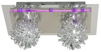 Deckenlampe mit lila Kristallglas und lila LEDs