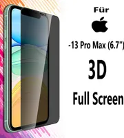 Privacy Panzerglas für iPhone 13 Pro Max (6.7") Privat Full Screen Sichtschutz Glas Blickschutz Folie