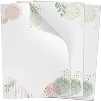 50 Blatt Briefpapier (A4) | Grafisch Modern Florale Muster Pastell | Motivpapier | edles Design Papier | beidseitig bedruckt | Bastelpapier | 90 g/m²