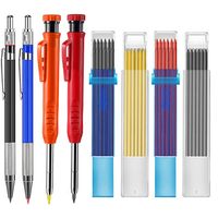 Tieflochmarker Bleistift Set DIY für Bau 4 mechanische Zimmermannsbleistifte in rot und schwarz mit 40 Ersatzminen 2,0 mm oder 2,8 mm