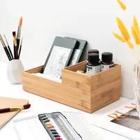 Navaris Aufbewahrungsbox aus Bambus 2er Set - 2x Ordnungsbox Holz Box Schachtel Kiste - Einsatz für Schublade - Organisation Aufbewahrung - stapelbar