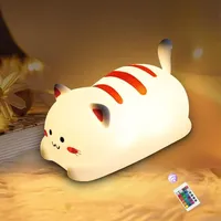 Kawaii-Kätzchen-Nachtlicht, zeitgesteuertes süßes Kinderlicht, 16-farbige Farbwechsel-Fernbedienung, wiederaufladbar und dimmbar, Geschenk (Katze)