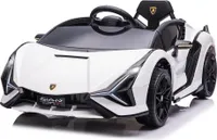 HOMCOM Samochód dziecięcy 12V 2 tryby jazdy Lamborghini SIAN SUV zabawka Samochód elektryczny z pilotem Muzyka (MP3/USB) Światło 37-60 miesięcy Metal Biały 108 x 62 x 40 cm