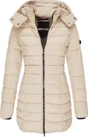 ASKSA Damen Winter Jacke Warme Stepp Mantel Lang Daunenjacke uebergangsjacke mit Kapuze Wintermantel, Khaki, M