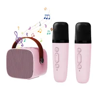 Mikrofon, Mini-Karaoke-Maschine, mit 2 kabellosen Mikrofonen, Stimme wechselnde Effekte, Mikrofone, Rosa, für Kinder