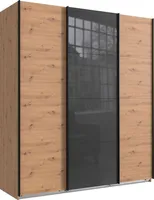 Schwebetürenschrank Kleiderschrank Norderstedt 180x64x210cm Artisan Eiche Glasgrau