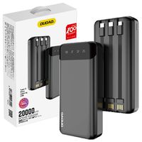 Dudao Powerbank s 3 zabudovanými káblami 20000mAh kompatibilný s iPhone + Micro-USB + USB-C čierna