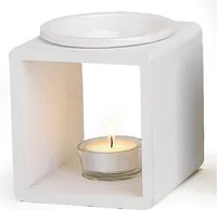 Duftlampe weiß Holz Keramik Öllampe Aromalampe Aromaspender