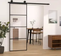 vidaXL Drzwi przesuwne z okuciem 76x205 cm ESG szkło i aluminium - Drzwi przesuwne - Drzwi przesuwne - Drzwi przesuwne szklane - Drzwi przesuwne wewnętrzne