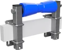 Polyurethan Kielrolle mit Stützen Sliprolle Bootstrailer Sliphilfe verzinkt SUPROD, B=250, L=250 mm, blau