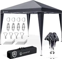 CASARIA® Pavillon Capri 3x3m Pop-Up UV-Schutz 50+ Wasserdicht Winterfest mit Tasche Faltbar Stabil Camping Garten Faltpavillon Partyzelt Anthrazit
