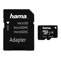 Hama microSDXC 64GB Klasse 10 UHS-I 80MB/s + Adapter/Mobile