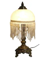 Tischleuchte Landhausstil WEIDE messing-antik Glasschirm