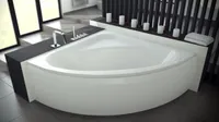 BADLAND Eckbadewanne Badewanne Luksja 148x148 mit Acrylschürze, Füßen und Ablaufgarnitur GRATIS