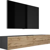 TV-SCHRANK : Mattschwarz / Wotan-Eiche,  170 x 34 x 32 cm