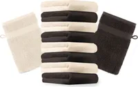 Betz 10 Stück Waschhandschuhe 16x21 cm PREMIUM 100% Baumwolle  Farbe: dunkelbraun und beige