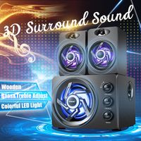 2.1 LED Aktiv Subwoofer Lautsprecher Stereo Musik Boxen USB TF PC Multimedia