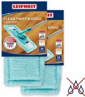 Leifheit 2er Set Wischbezug Clean Twist M Ergo static plus, für alle Bodenarten