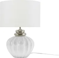 BELIANI Lampa stołowa biała ceramiczna 45 cm wysoki połysk żebrowana podstawa retro