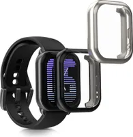 kwmobile 2x Schutzhülle kompatibel mit Amazfit Active (A2211) Hülle - Fullbody Cover Set aus Silikon - Schwarz Silber