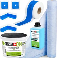 Hydroizolačná súprava Tekutá fólia 4kg Tesniaca páska 5mb Rohož 1mb Základný náter 1l Sprcha - LEVEL+ SET346