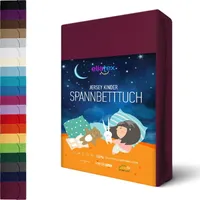 JERSEY KINDER Spannbettlaken 70x140cm Kinderlaken Spannbetttuch 100% Baumwolle für Kinderbett Babybett, in Farbe: Burgund