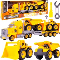 MalPlay Truck Set Trailer se 2 stavebními vozidly XXL | Bagr a sklápěč | Příslušenství | lze složit a rozložit | Autíčka pro děti