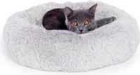Katzenbett Ceddie · flauschiges Katzenkörbchen rund · hellgrau · ca. Ø 50 cm