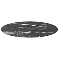 vidaXL Tischplatte Schwarz Ø70x0,8 cm Hartglas in Marmoroptik