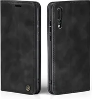 Handy Hülle für Huawei P20 Klapphülle Bookcase Flip Cover Handy Tasche Etui Farbe: Schwarz