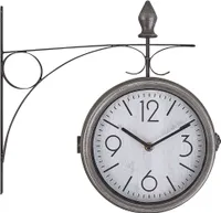 BELIANI Bahnhofsuhr Silber Vintage Eisenhaltig Rund Retro für Wohnzimmer