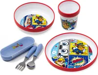 Paw Patrol Kindergeschirr Set rutschfest mit Kinderbesteck BPA frei - 5-teiliges Paw Patrol Geschirrset - Kinder & Baby Geschirr Set mit Besteck