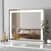 Meykoers Hollywood Kosmetikspiegel 50x42cm Schminkspiegel mit Beleuchtung 3-Farben-Licht Dimmbar Weiß