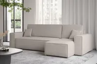 Sofa w kształcie L BEST narożnik tkanina Abriamo ciemnobeżowy prawy