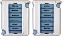 2er Set Pillendose für 7 Tage inkl. Tablettenteiler | Pillendose Medikamentenbox