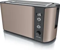 Arendo Toaster, 2 lange Schlitze, für 4 Scheiben, 1500 W, Langschlitz, Brötchenaufsatz, Wärmeisolierendes Gehäuse, Display, bronze