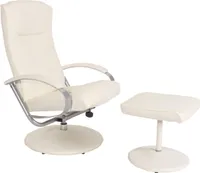 Relaxliege Relaxsessel Fernsehsessel N44 mit Hocker  creme-weiß