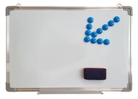 WELLGRO Whiteboard 40 x 60 cm - inkl. Trockenschwamm & 12 Magnete, mit Stiftablage und Alu-Rahmen